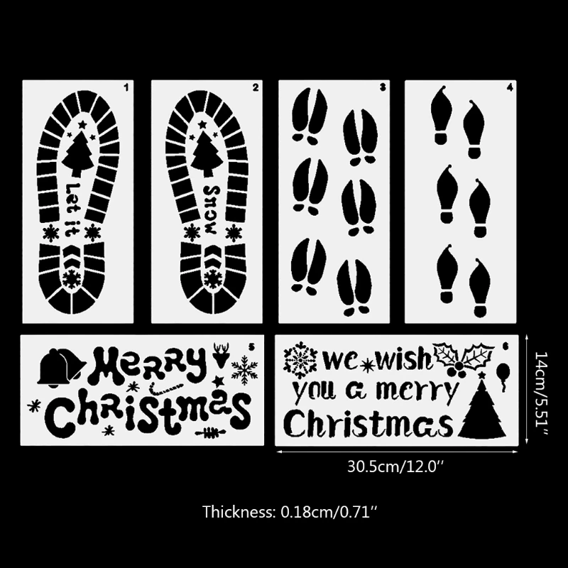 6ピース/パッククリスマス製図テンプレート大足ステンシル落書きツール
