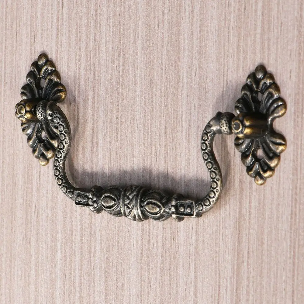 Antique New Chinese Style Vintage Door Handle Gold Bronze Cabinet Pull Zinc Alloy Classical Cupboard Handle Kitchen