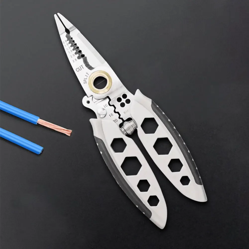 7 Inch Multifunctional Decrustation Plier Multipurpose Wire Stripping Tool Cable Stripper for Stripping Cutting Crimping