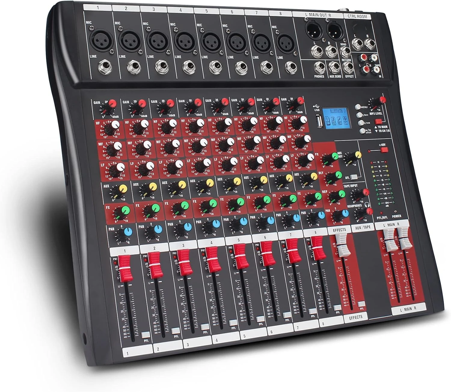 CT-80S Professional audio mixer 8 Channel with MP3 Player+Bluetooth U disk 48V Phantom Power Source USB recording