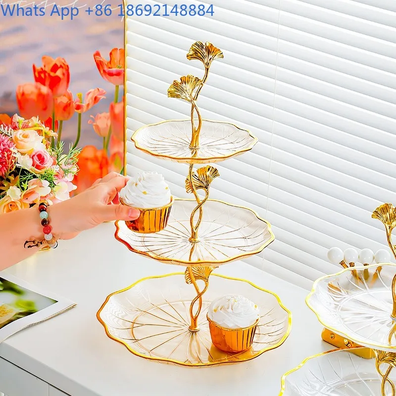 

Light Luxury Candy Plate Front Desk Home Living Room Coffee Table Multi-layer Snack Plate Tea Break Afternoon Tea Fruit Plate
