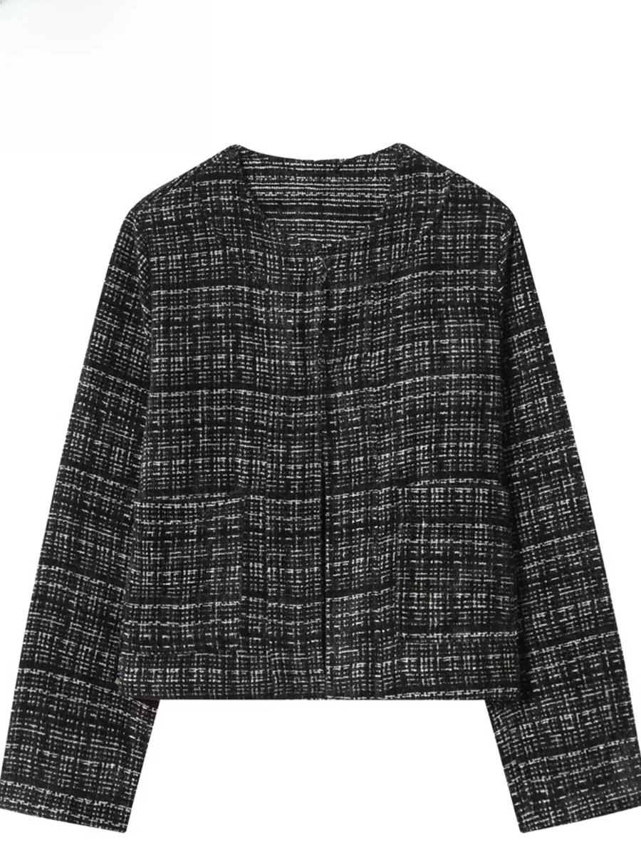 

Женское пальто ZARK Wind с длинными рукавами и круглым вырезом, текстурированный дизайн, весенняя новинка, из полиэфирного волокна, приталенный крой