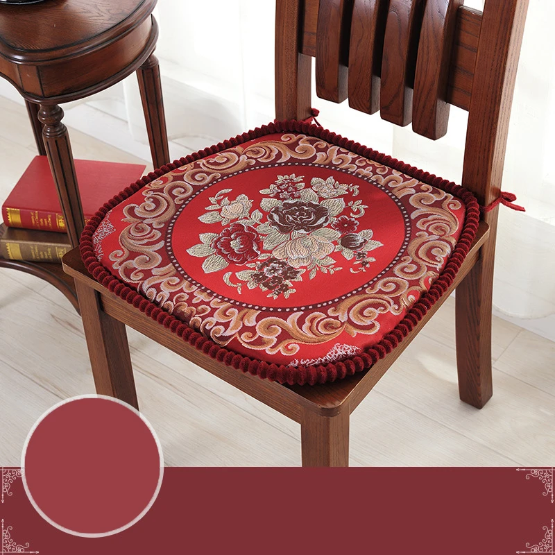 European Horseshoe Dining Chair Cushion Chenille Embossed Jacquard Non-Slip Hip Pad Detachable Winter Warm Seat Pads for Office