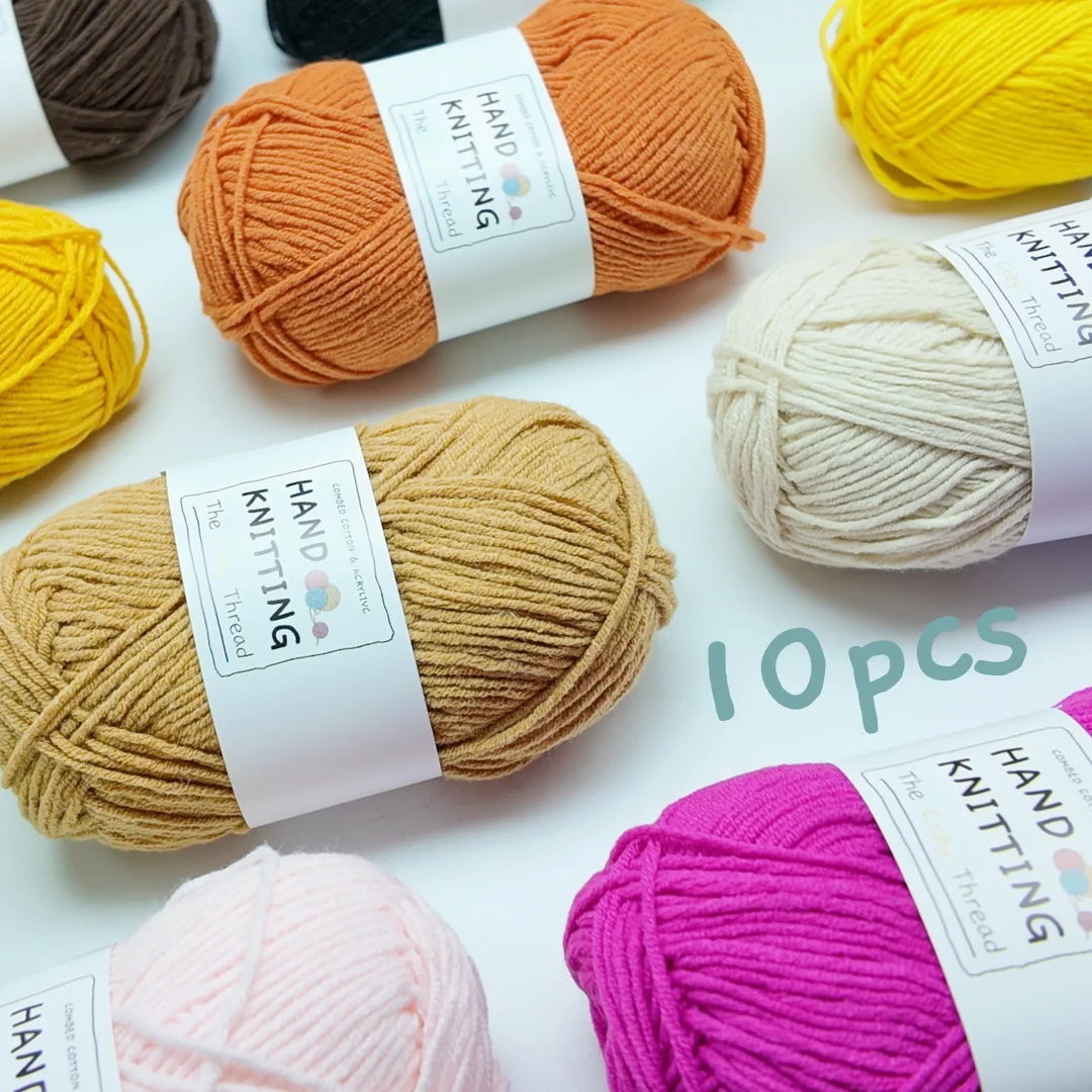 10 Skeins High Quality 4-Ply Combed Cotton Yarn, 60% Cotton & 40% Acrylic Blend. Ideal for handmade crochet & knitting projects 
