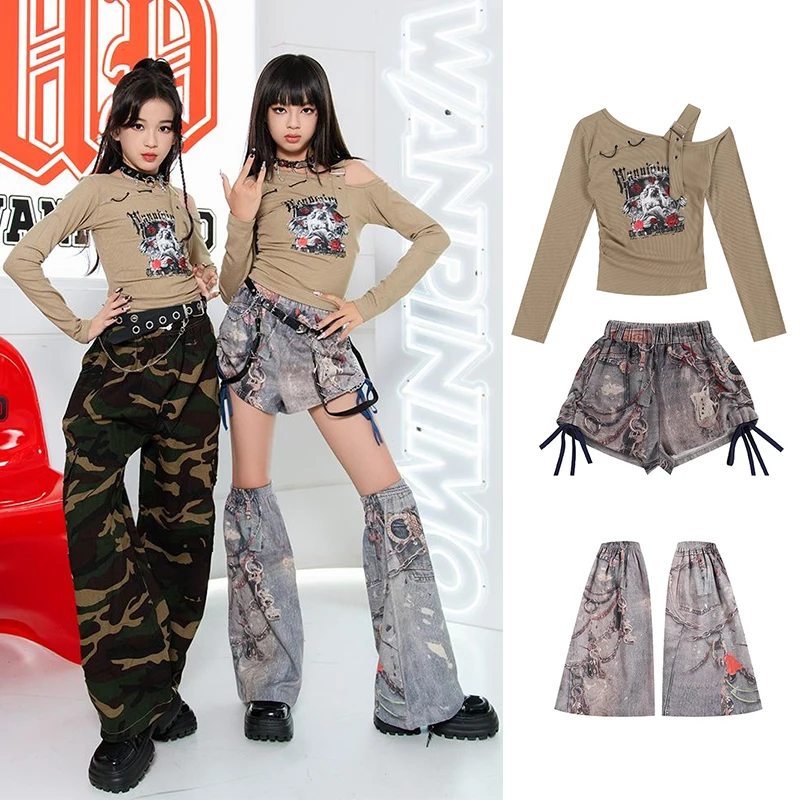 

New Kid's Hip Hop Costumes Adults Cool Jazz Dance Costume K-POP Dancing Outfits Girl's Street Clothing Performance Wear XH1409