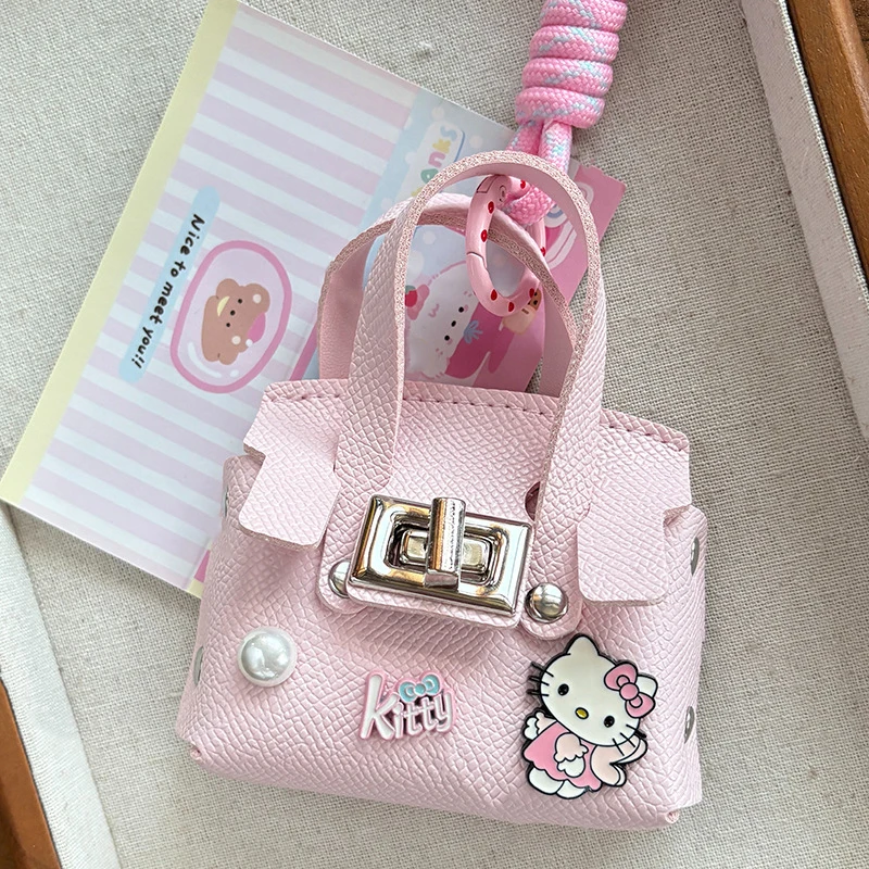 

Sanrio Mini Pink Hello Kitty Bag Pendant Handheld Portable Hand Rope Bluetooth Earphone Bag Zero Wallet Multi Functional Bag
