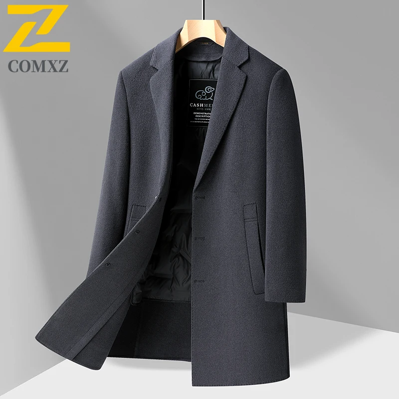 

COMXZ Men Down Jacket Fashion Suit Collar Korean Style Warm Goose Down Filled Coat Casual Travel Windproof Winter Wool Jackets