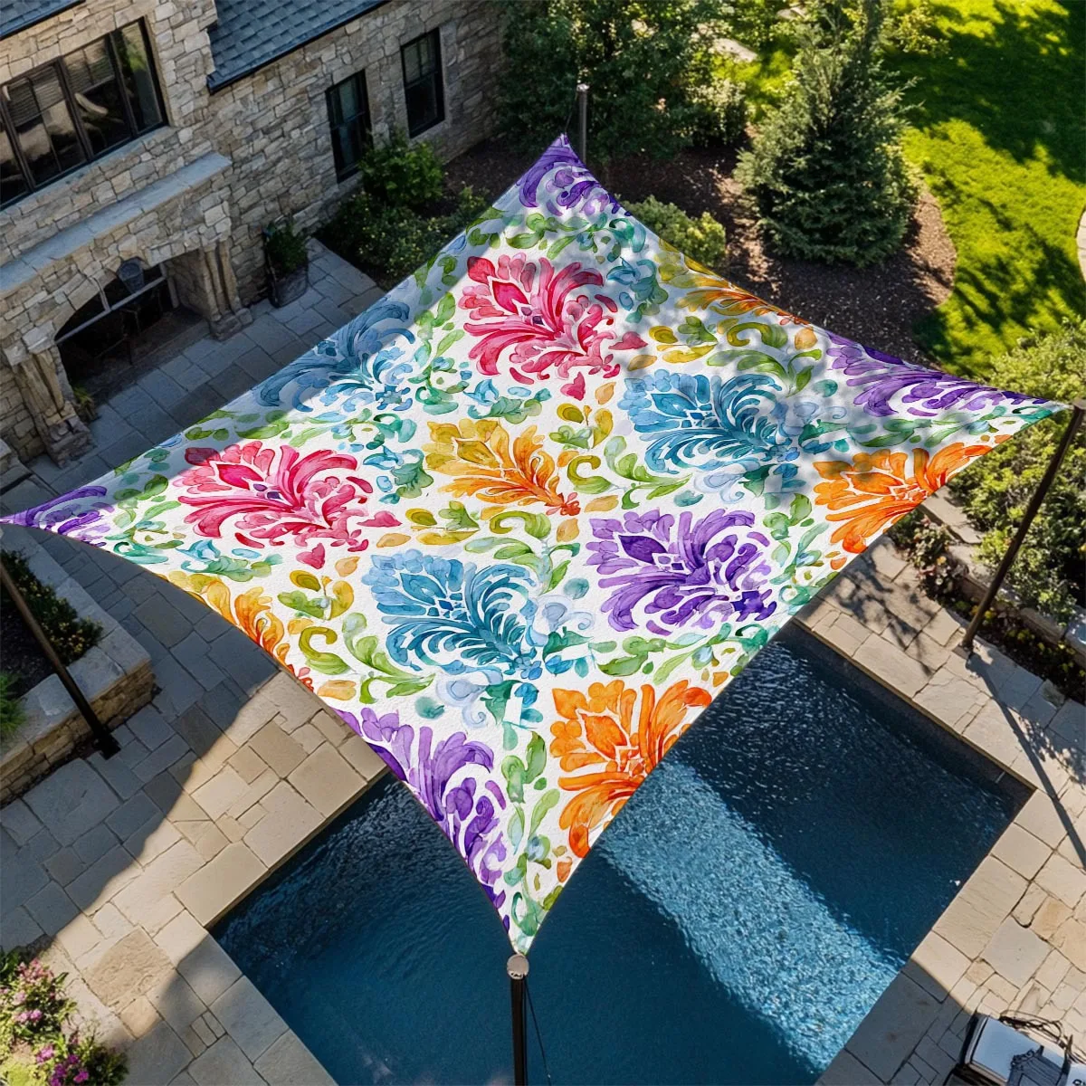 Flower Camping Sunshade Tent Shelter Waterproof UV Protection Tarp Outdoor Picnic Mat Beach Shade Canopy for Family GardenTravel
