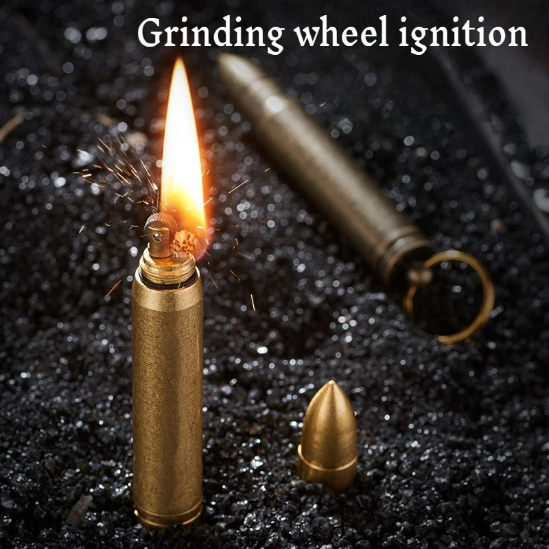 

Hot Selling Metal Bullet Lighter Retro Personality Creative Small Portable Keychain Men's Smoking Accessories Cigarette Lighter