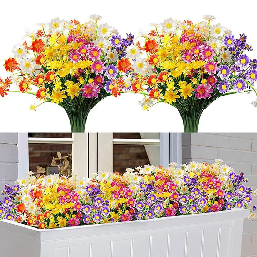 Artificial Flowers Outdoor For Decoration UV Resistant No Fade Plastic Fake Plants Home Indoor Table Garden Wedding DIY Decor