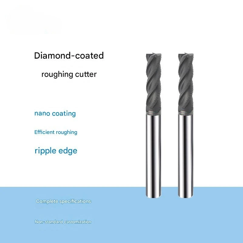 

Tungsten Steel Rough Leather Milling Cutter Diamond Coated Rough Leather Cutter 4-blade Corrugated Open Rough Leaf Milling