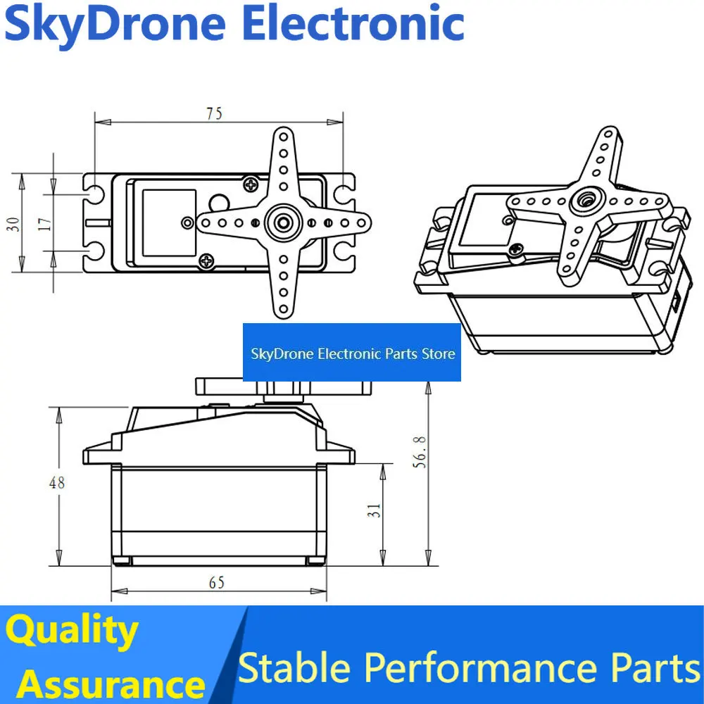 SkyDEl180KG 180kg.cm Digital Servo BLS51180 12V/24V High Voltage Metal Gear Servo With 18T Arm 180 270 Degree For 1/5 RC Car Rob