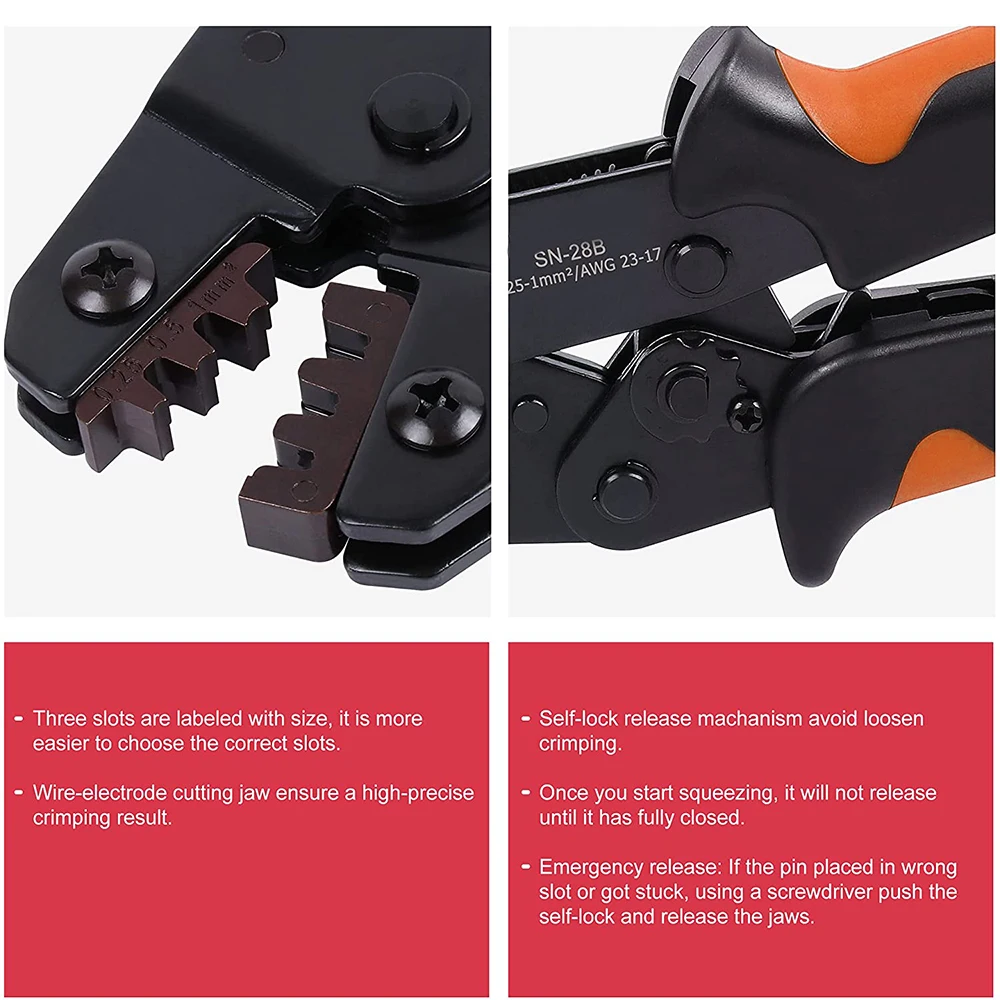 WOZOBUY SN-48B crimping pliers 0.5-2.5mm²  high precision jaw with TAB 2.8 4.8 6.3 car terminals sets wire electrical hand tools