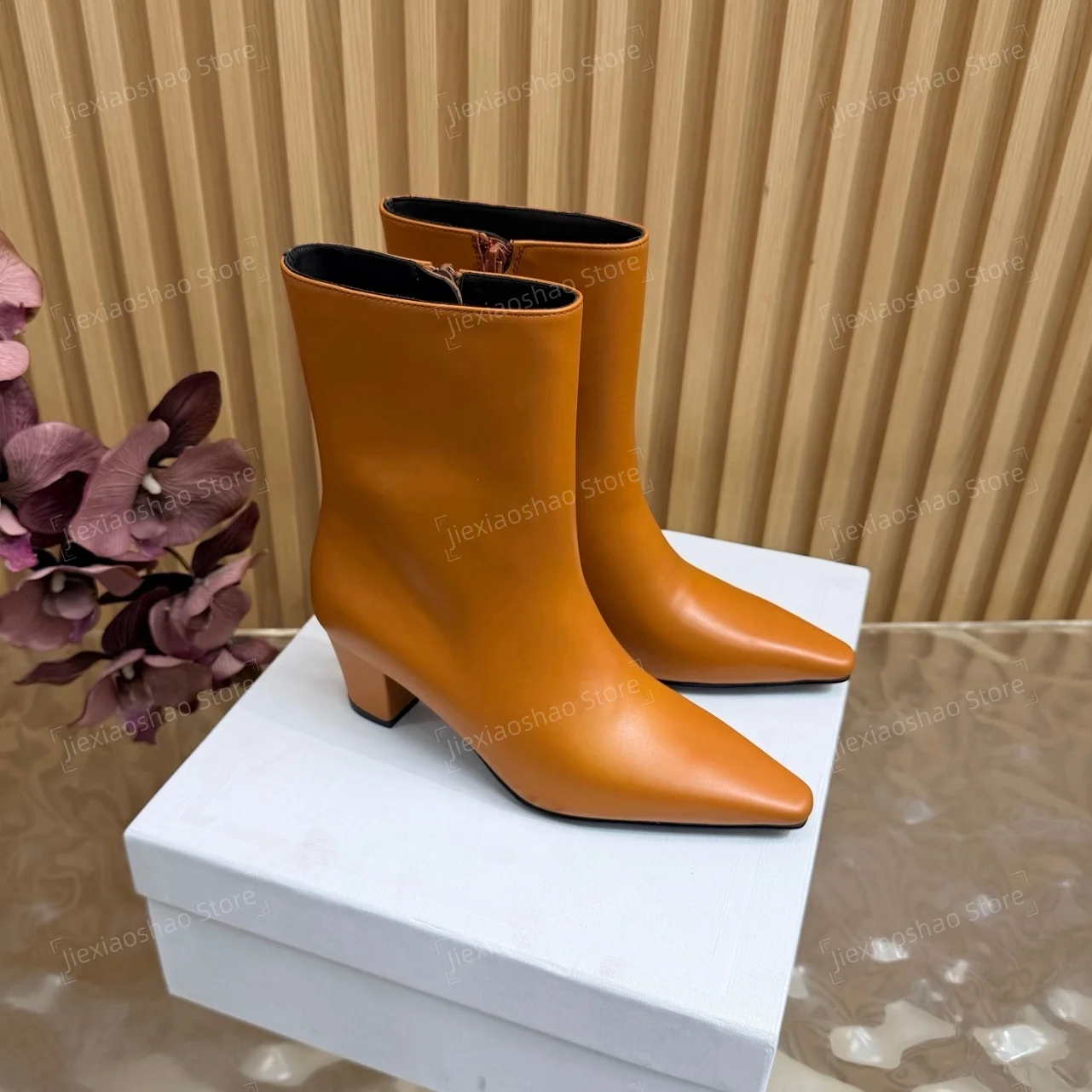 New Arrival Autumn Winter Genuine Leather Pointed-Toe Mid Heel Ankle Boots Woman Chelsea Boots Pls Size 42 Boos Hiver Shoes