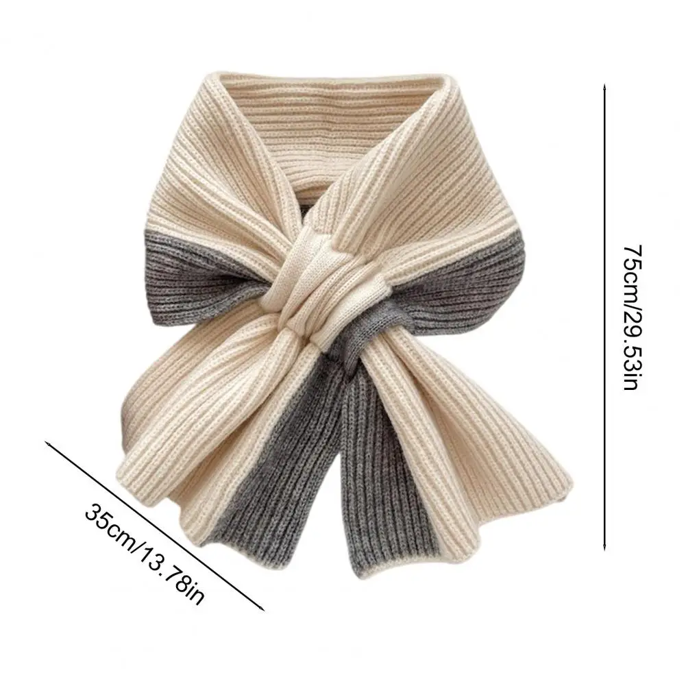 Knitted Neck Warmer Scarf for Women, Winter Cold Weather Windproof Neck Gaiter, Contrast Color Shawl Neck Collar, Soft Lightweig