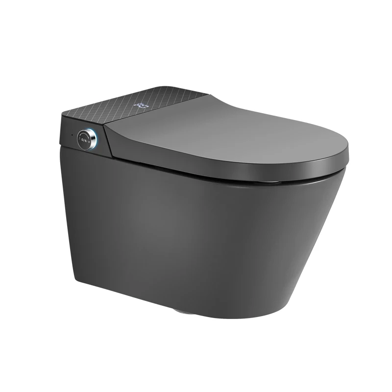 Gray Foot Sensor Automatic Flush Bathroom Wall Hung Intelligent Smart Toilet