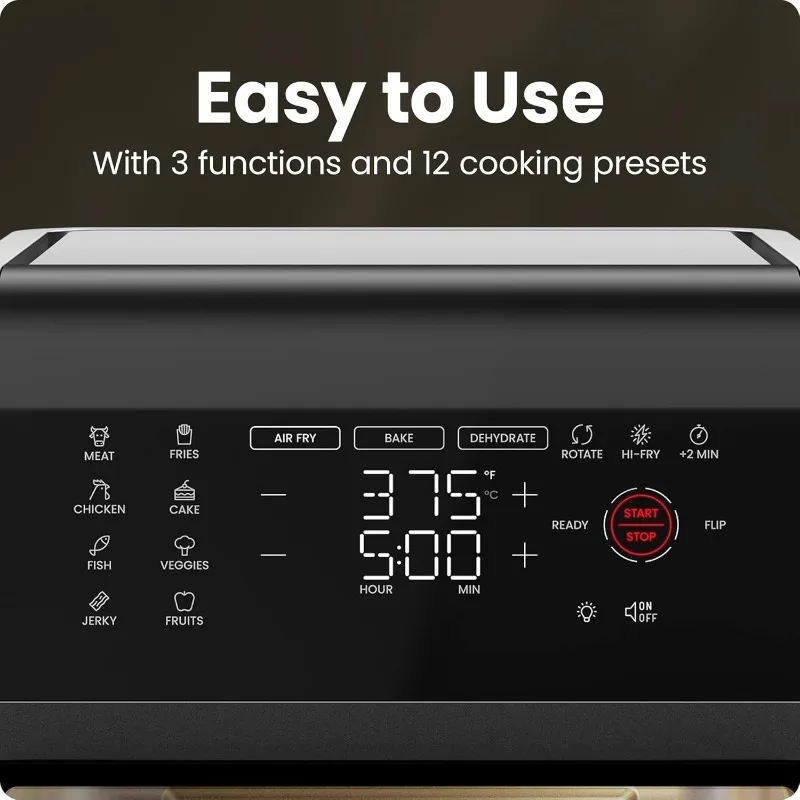 

12-Quart 6-in-1 Air Fryer Oven with Digital Timer, Touchscreen, and 12 Presets - Family Size Countertop Convection Oven