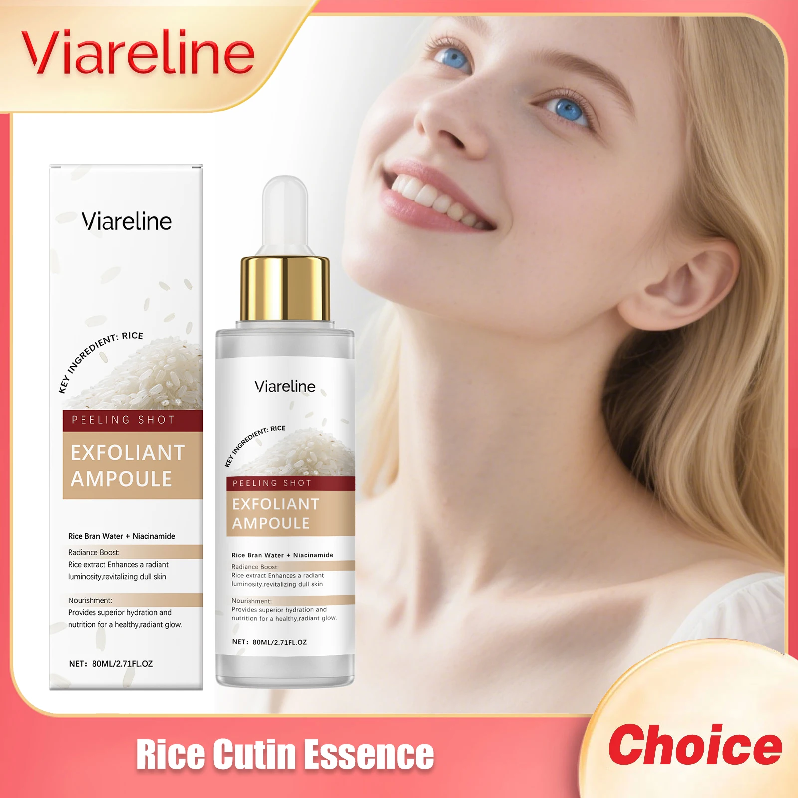 

Viareline Rice Face Exfoliate Essence Remove Blackheads Clean Pore Brightening Skin Deeply Cleansing Facial Moisturizing Serums