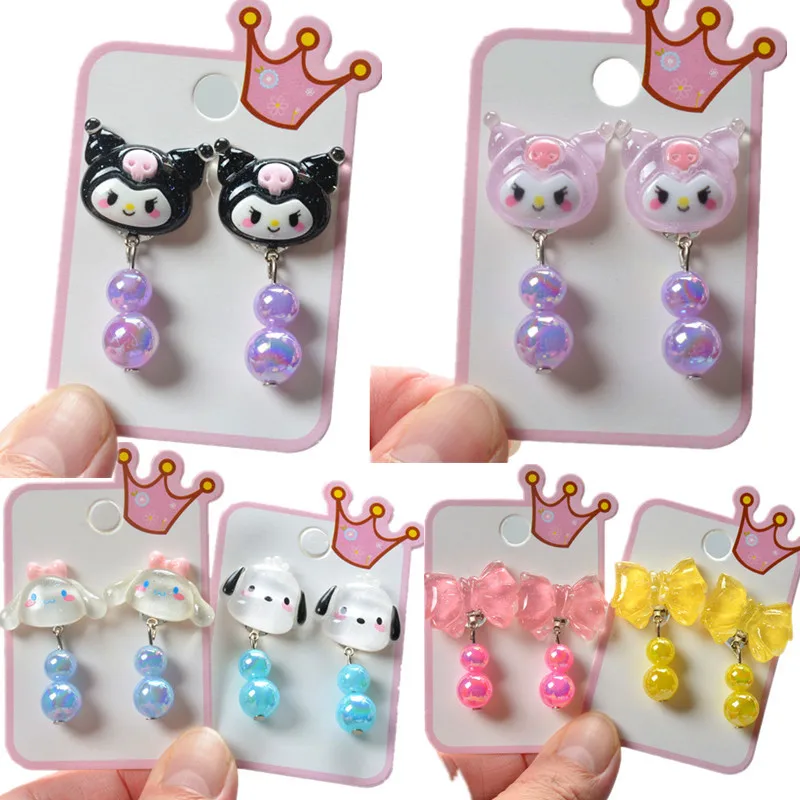 Cinnamoroll Plastic Ear Clip Kawaii Anime Cartoon Printed Princess Cosplay Props Cute Accessories Children Without Ear Piercing