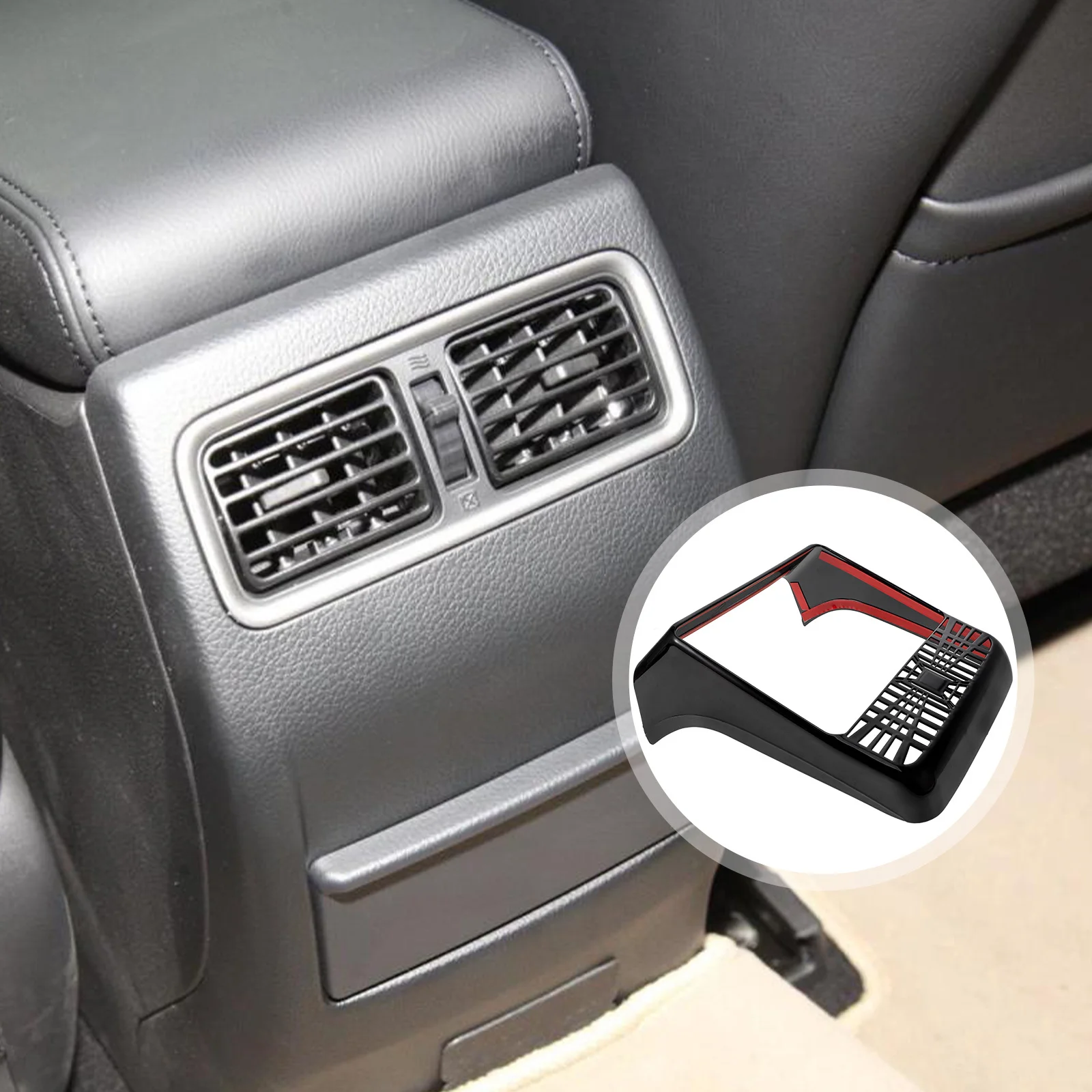 

Rear Seat Air Vent Cover Stylish Piano Black Finish Durable ABS Material Easy Installation Car Vent Grille Interior Decor