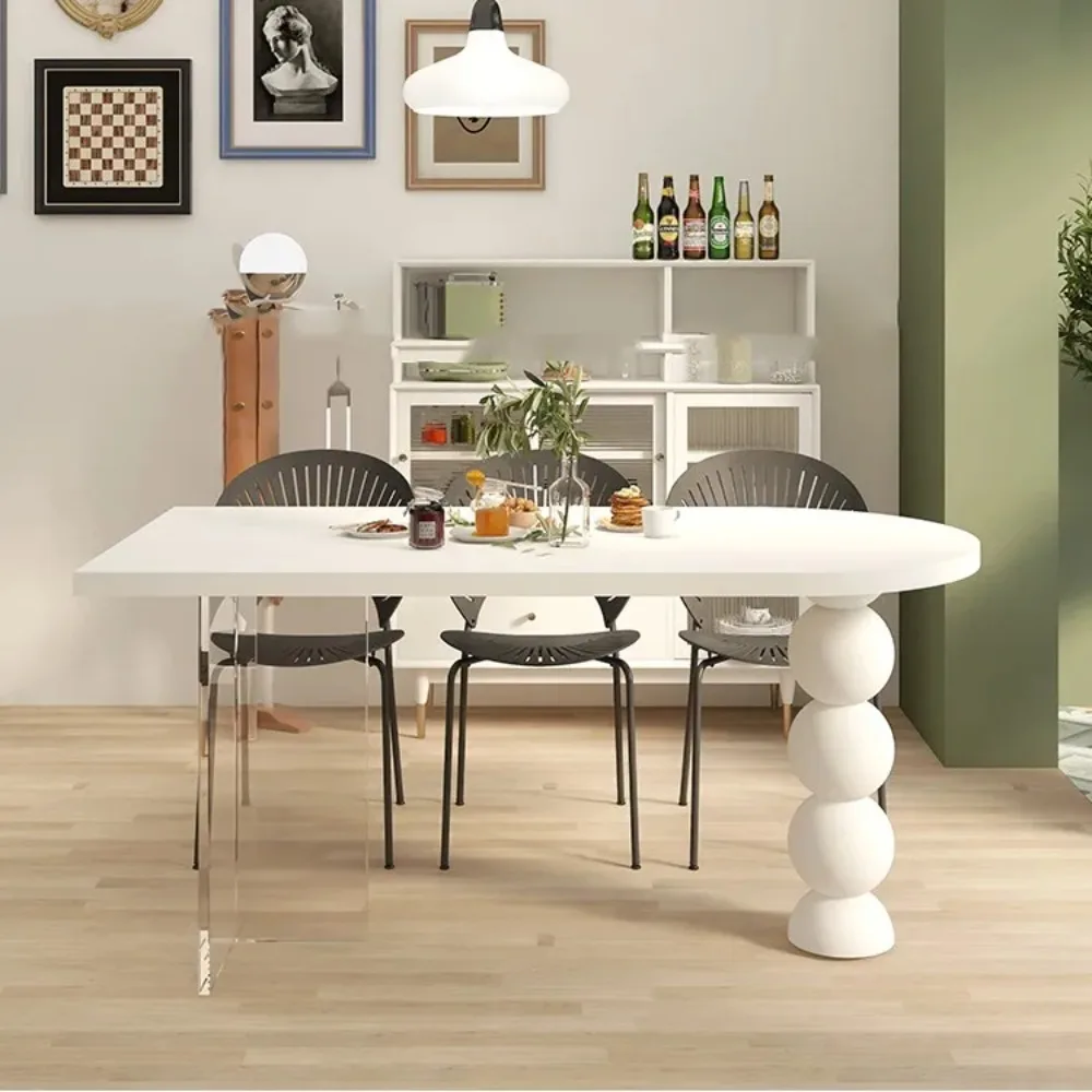 Modern White Luxury Dining Table Organizer Acrylic Nordic Entryway Dining Table Japanese Newclassic Table A Manger Furniture