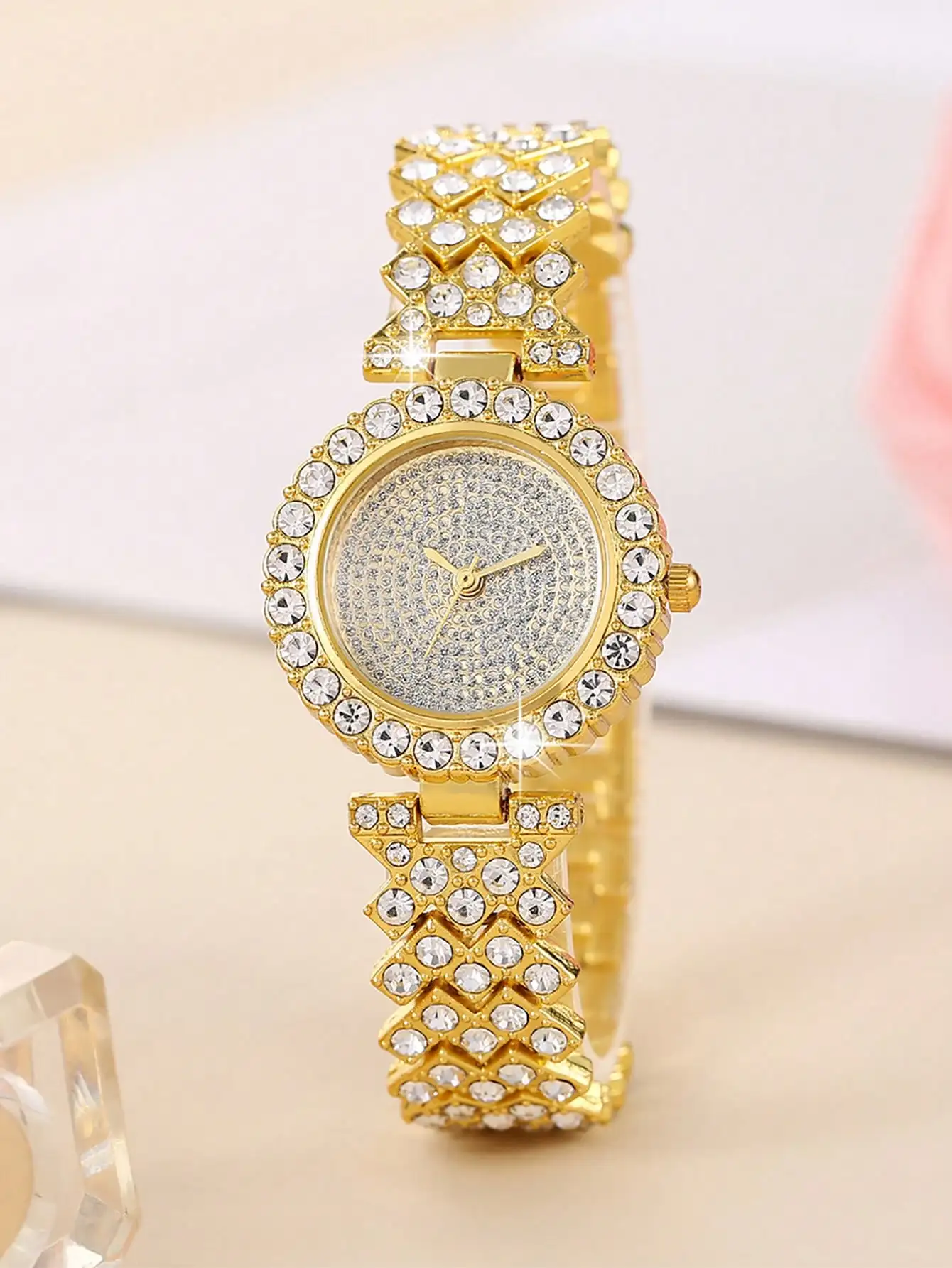 Ladies' Fashion Starry Sky Set Diamond Watch Roman Round Treasure Bowl Full Diamond Quartz Watch