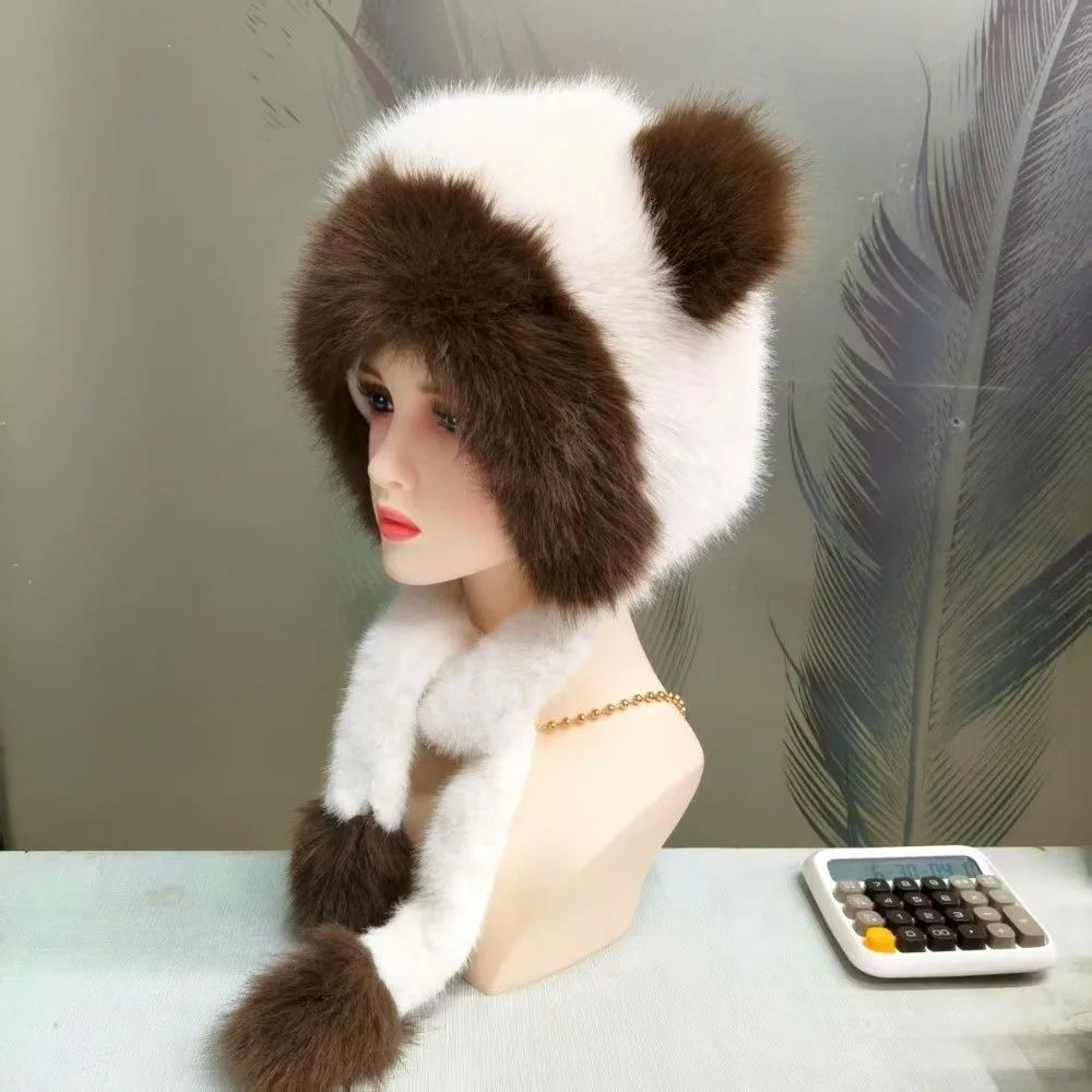 Polyester Material Faux Fur Trapper Hat Thick Warm Lining Large Head Circumference 63cm Winter Ear Flap Hat