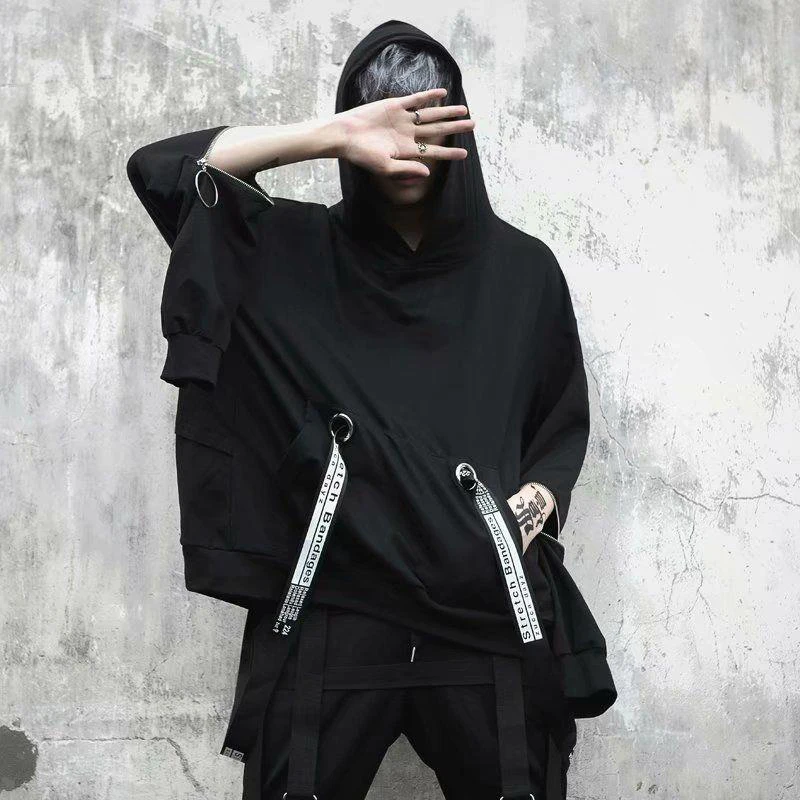 

Black Zipper Cool Fashion 2022 Hoodie Long Sleeve Pockets Clothing Sweatshirt Summer Men Oversized Hip Hop Tops Punk Streetwear