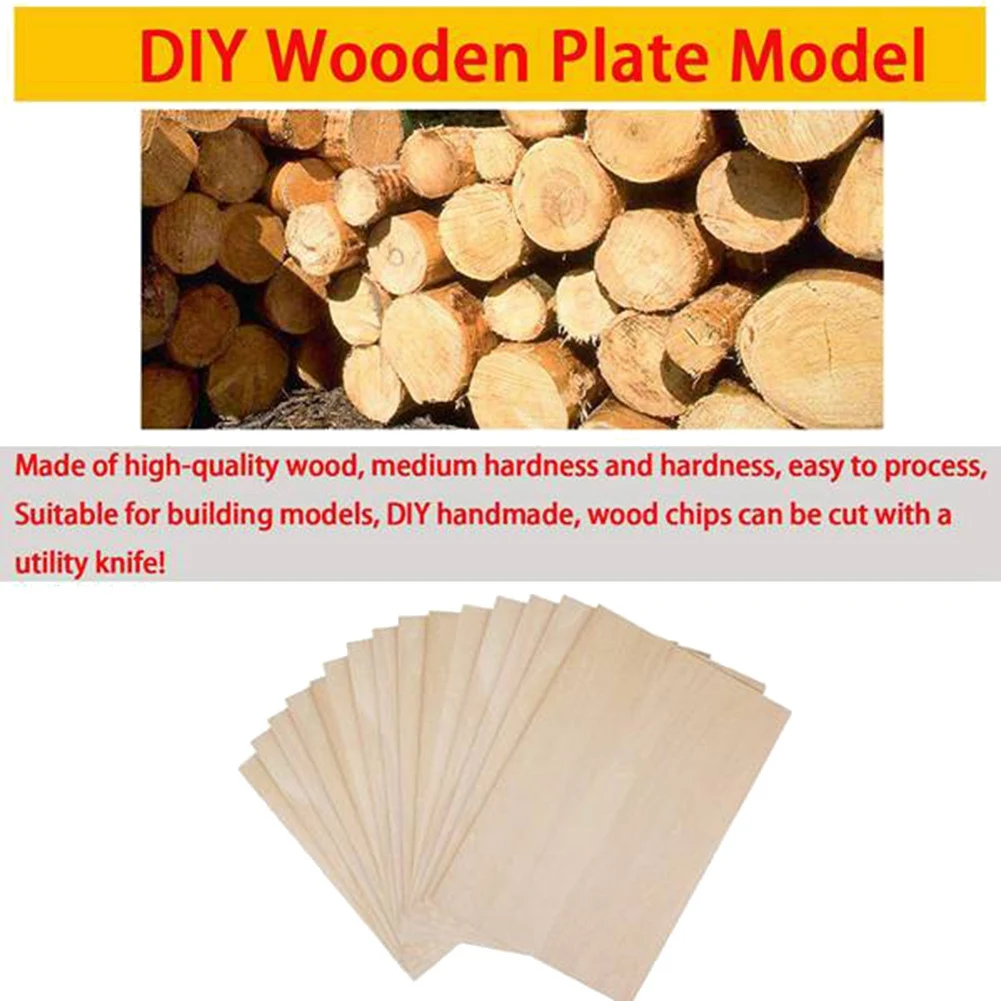 10 Pack Unfinished Wood Sheets,Balsa Wood Thin Wood Board for House Aircraft Ship Boat Arts and Crafts,DIY Ornaments