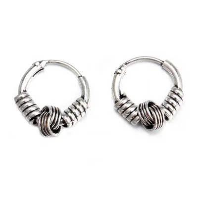 SOHOT Punk Vintage Alloy Snake Spiral Small Round Smooth Silver Color Hoop Earrings For Women Piercing Jewelry Accessories Gifts