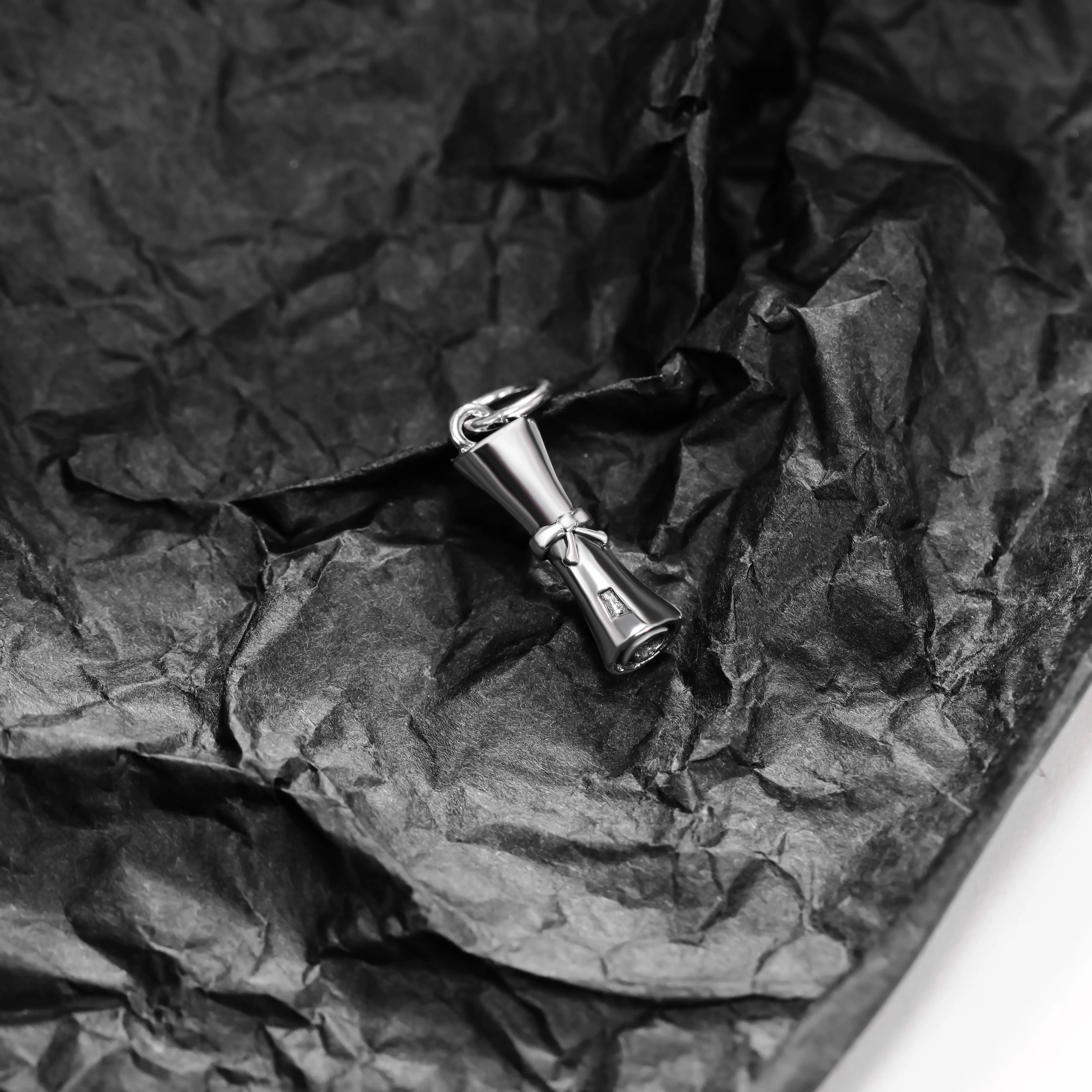 

DJ077 genuine 925 sterling silver keychain DIY silver jewelry diploma pendant