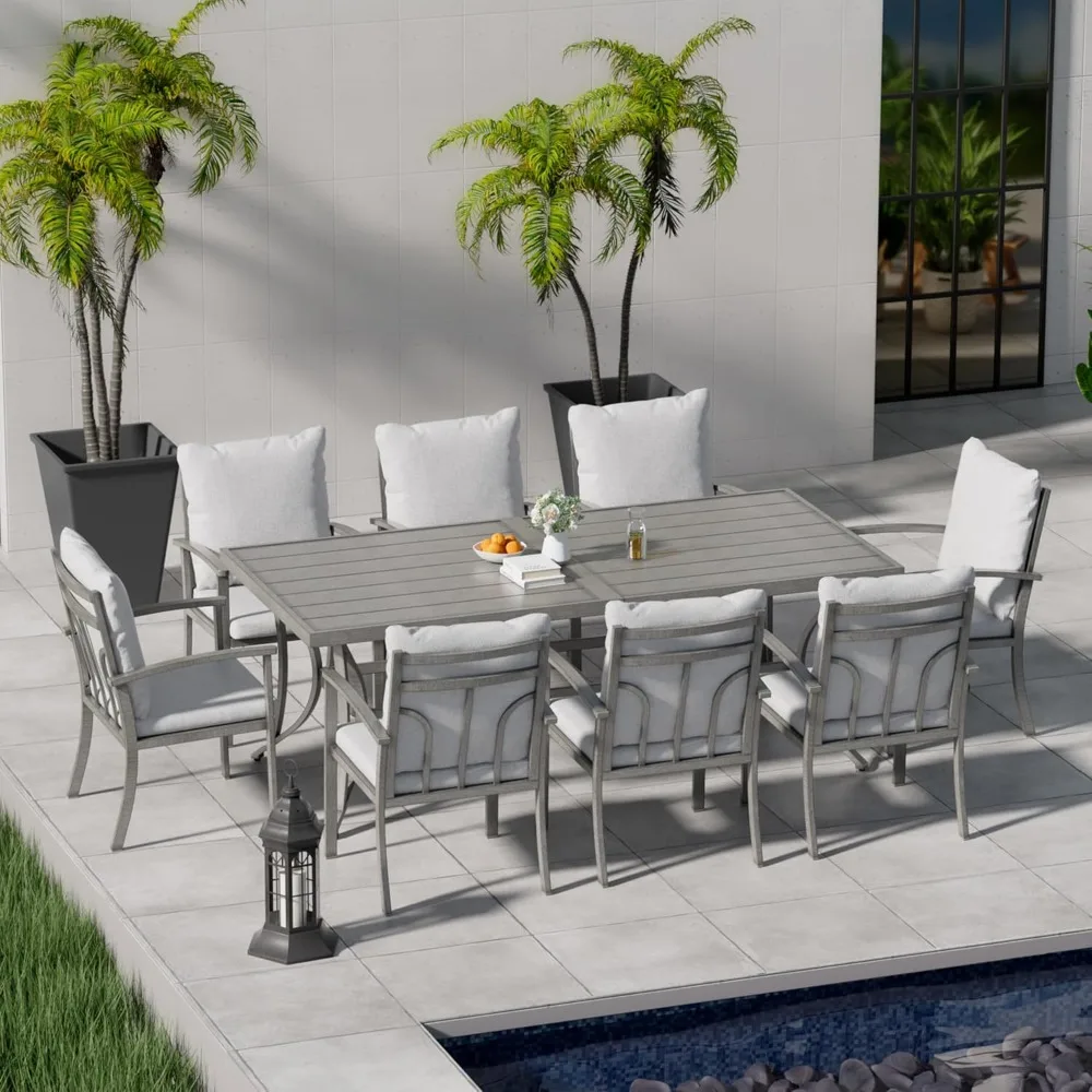 

9-Piece Patio Dining Set , Includes Rectangular Table and 8 Chairs,- All Aluminum Table,Outdoor Garden Furniture Set