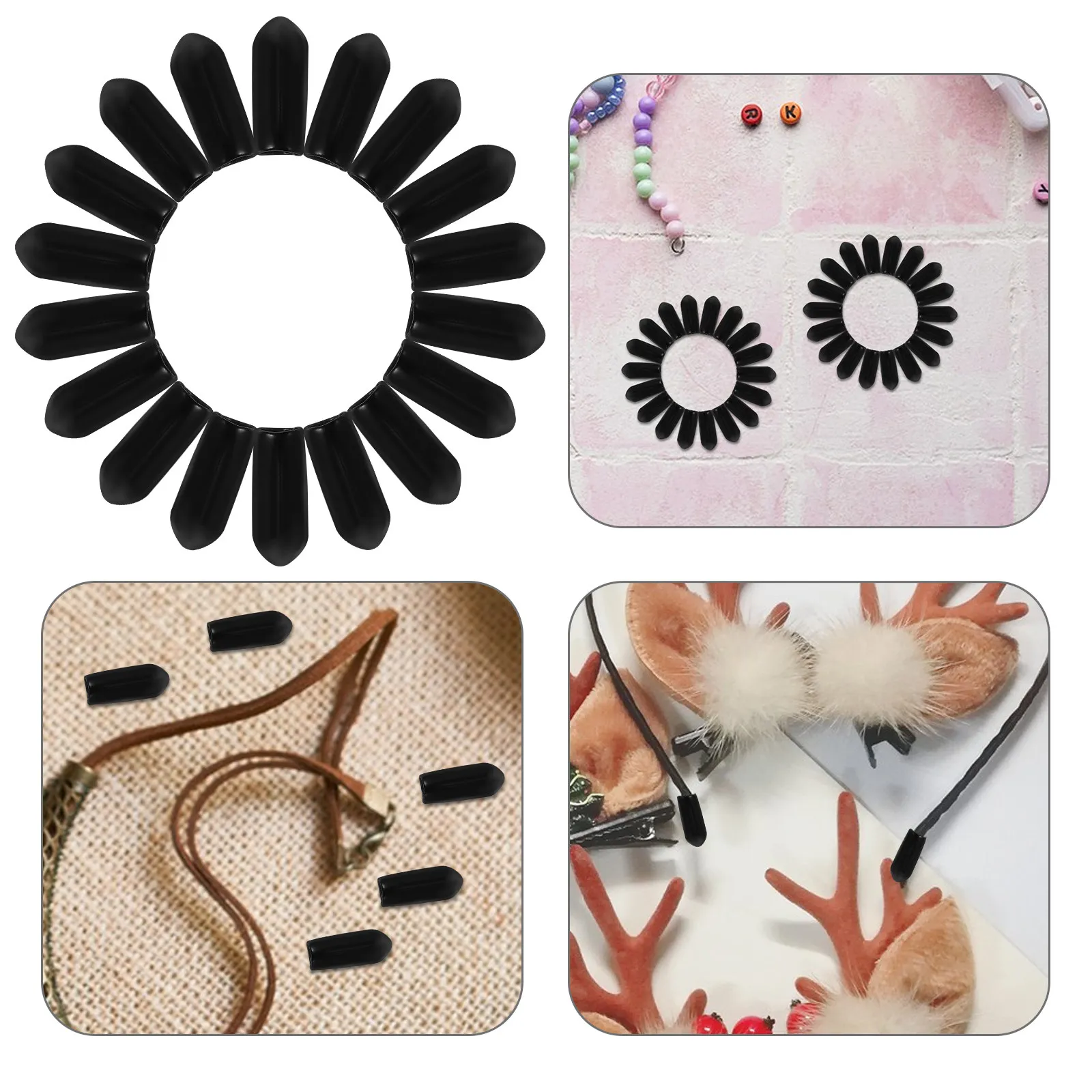 100Pcs Headband Rubber Ends Wear Resistant Hair Hoops Caps for Handmade Hair Clasp Accessories Headband Rubber Ends