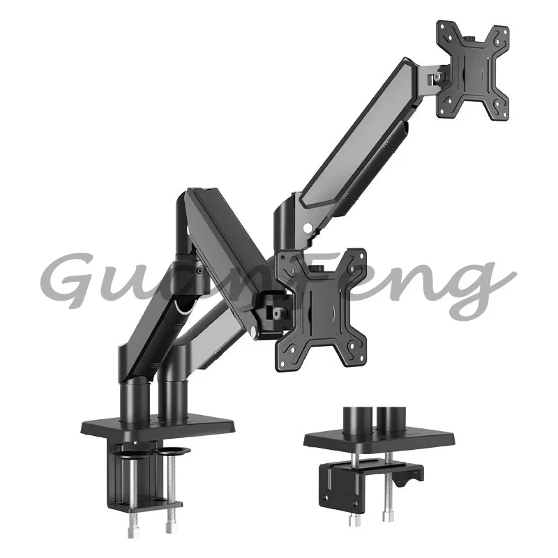 New Adjustable Gas Spring Aluminum Alloy Dual Desk Mount Stand Supports 9kg Max 32 Inch Screen Computer Desktop
