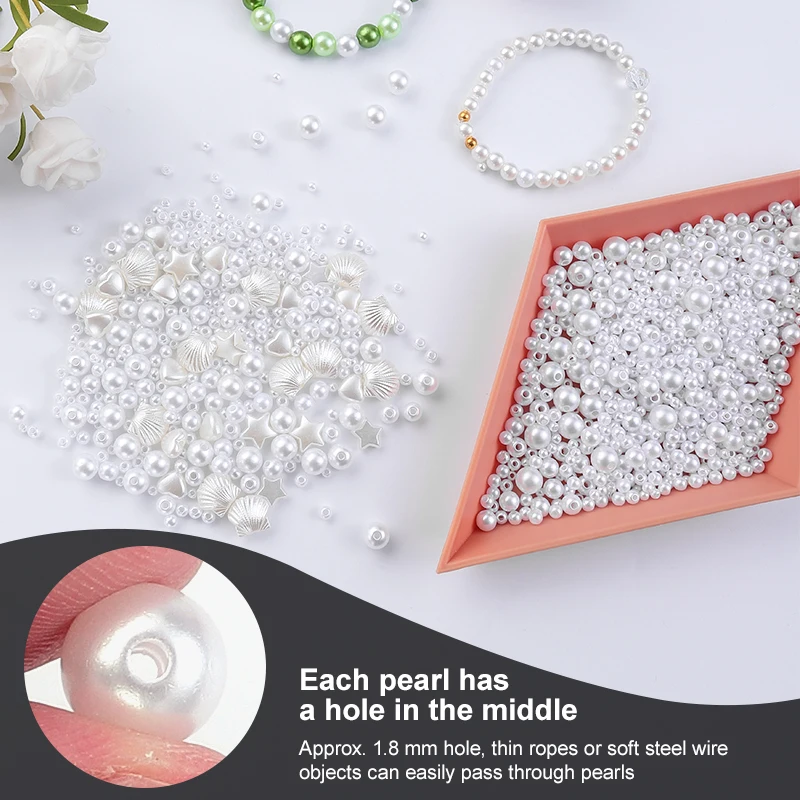 DUCrystal ABS Mix 3-8mm Round Beads With Holes DIY Bracelet Charms Necklace Beads For Making #2