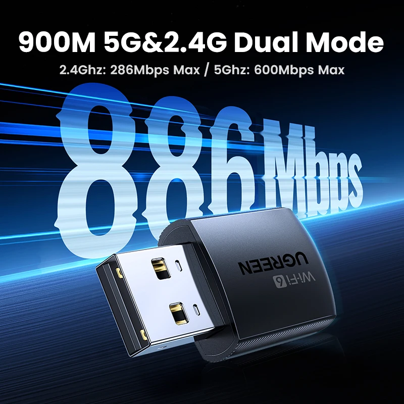 UGREEN Wifi AC650Mbps 5G & 2.4G WiFi USB Cho Máy Tính Xách Tay, Máy Tính Để Bàn Windows Linux Ăng Ten WiFi Dongle USB Ethernet Mạng