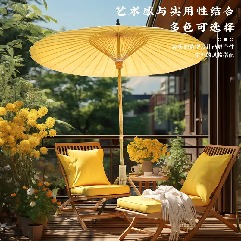 HYS antique oil-paper umbrella waterproof and sunscreen outdoor handmade garden parasol balcony villa Chinese national style