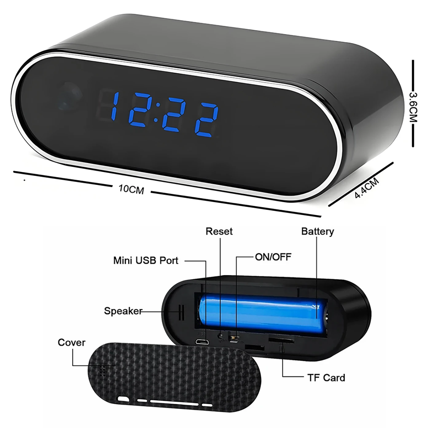 HD Wireless WiFi Clock Camera - Home Surveillance with Infrared Night Vision Remote Control DVR And Mobile Detection view 6