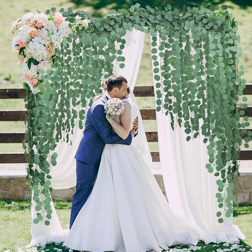 200 ซม.พืชปลอมสีเขียวใบยูคาลิปตัส Lvy Vine Home Room Wedding Party Decor ขายส่ง Diy แขวน Garland พืชประดิษฐ์