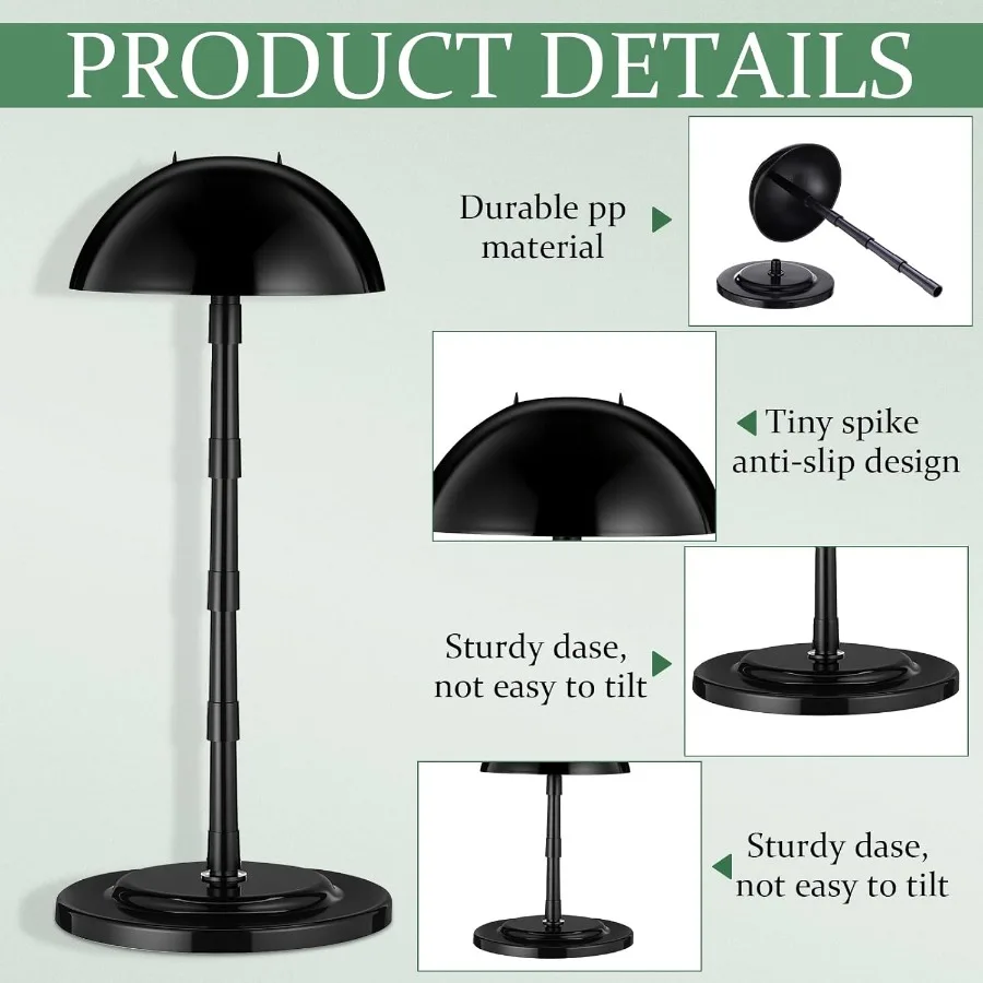 Shimeyao 8 stuks verstelbare pruikenstandaard 4,53 tot 14,37 inch draagbare pruikenhoofdhouders plastic hoedenstandaards voor weergave antislip nep