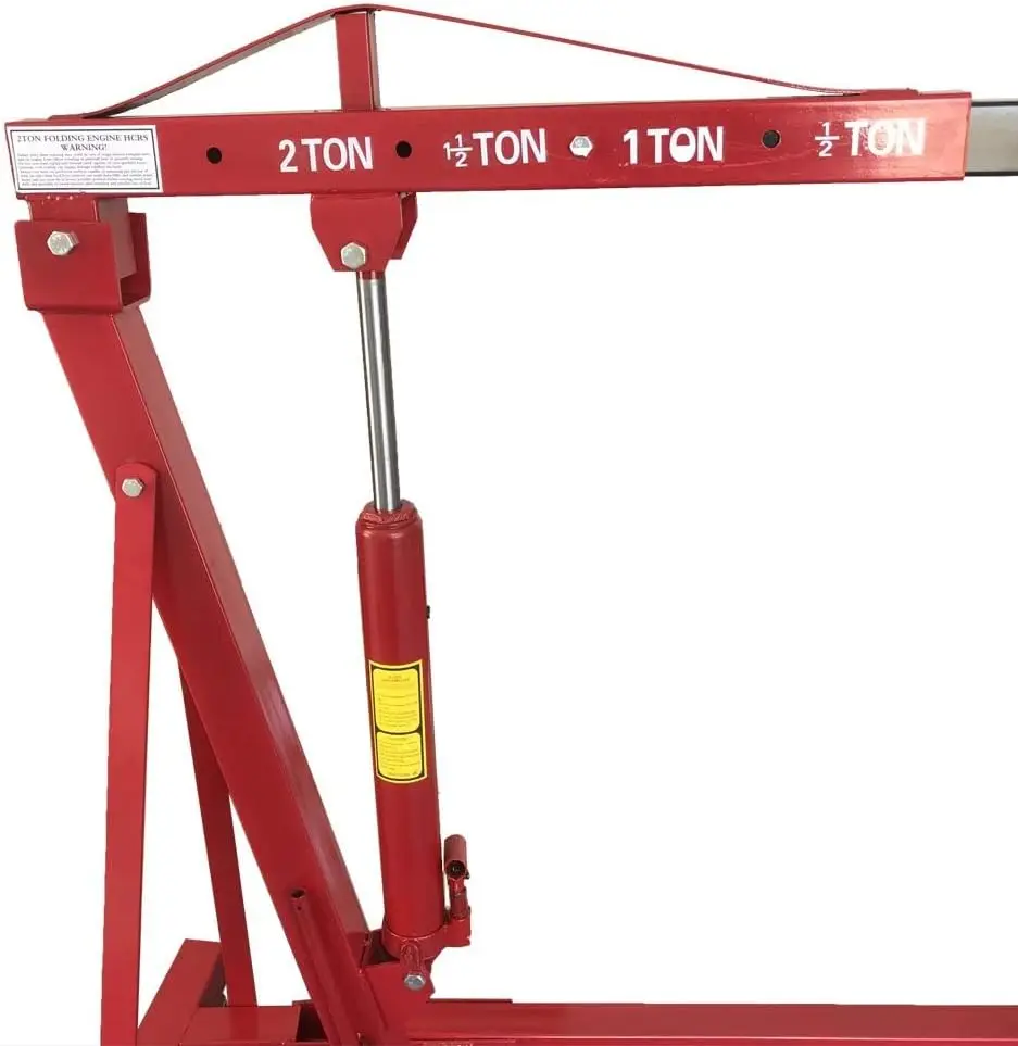 2 TON 4000 lbs Foldable Hydraulic Engine Hoist Cherry Picker Heavy-Duty for Garage Shop Lifting, Red