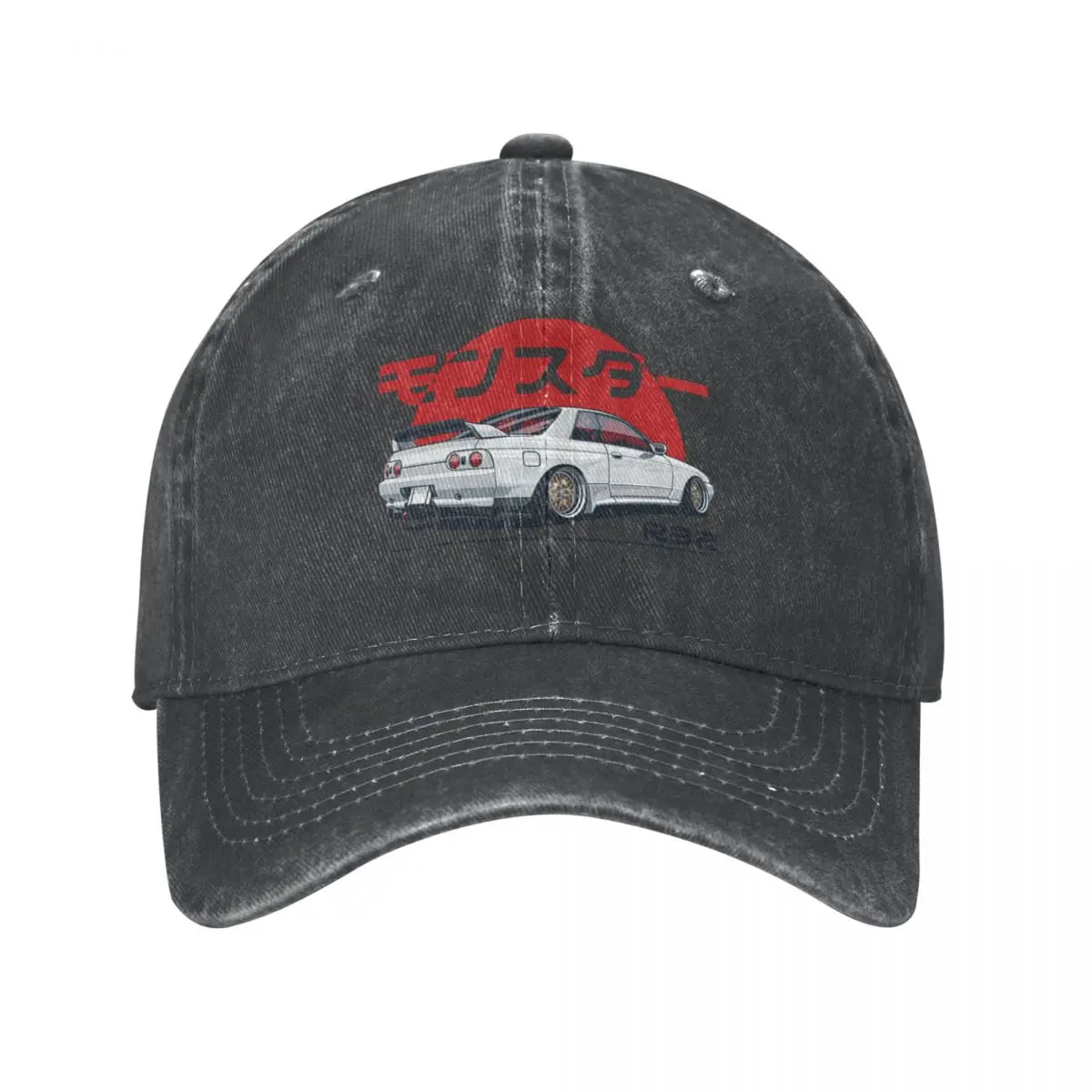 Vintage JDM R32 GTR Baseball Cap Men Women Distressed Denim Sun Cap Japanese Drift Car Outdoor Summer Unstructured Soft Hats Cap