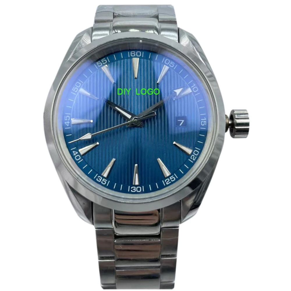 

DIY Custom Logo 41mm Mens Watch Fashion Sleek Minimalist Mechanical Stainless Steel Chronograph Watches for Men with Auto Date