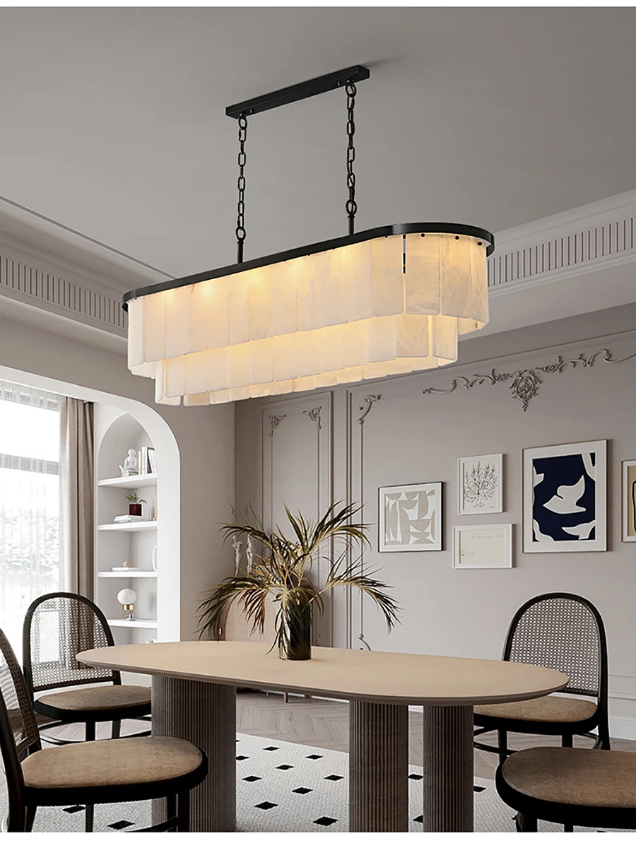 

All Copper Brushed Black Natural Marble Ceiling Chandelier 2025 Home Decor Gold Stone Hanging Lamps For Dining Room Living Room