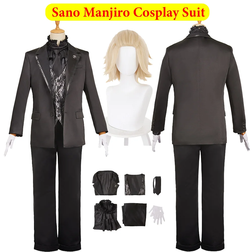 

Sano Manjiro Cosplay Costume Wig Anime Uniform Coat Shirt Pants Headwear Men Wigs Male Clothing Halloween Suit Outfits Fantasia