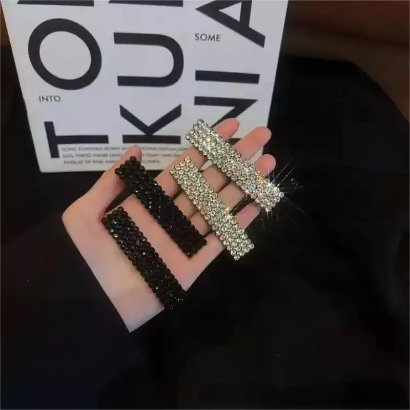 Voller Diamant Super Glänzende Haarnadel Stilvolle Temperament Bb Clip Gebrochenes Haar Quadratische Seite Haarnadel Haar Zubehör Für Frauen – Detail 8