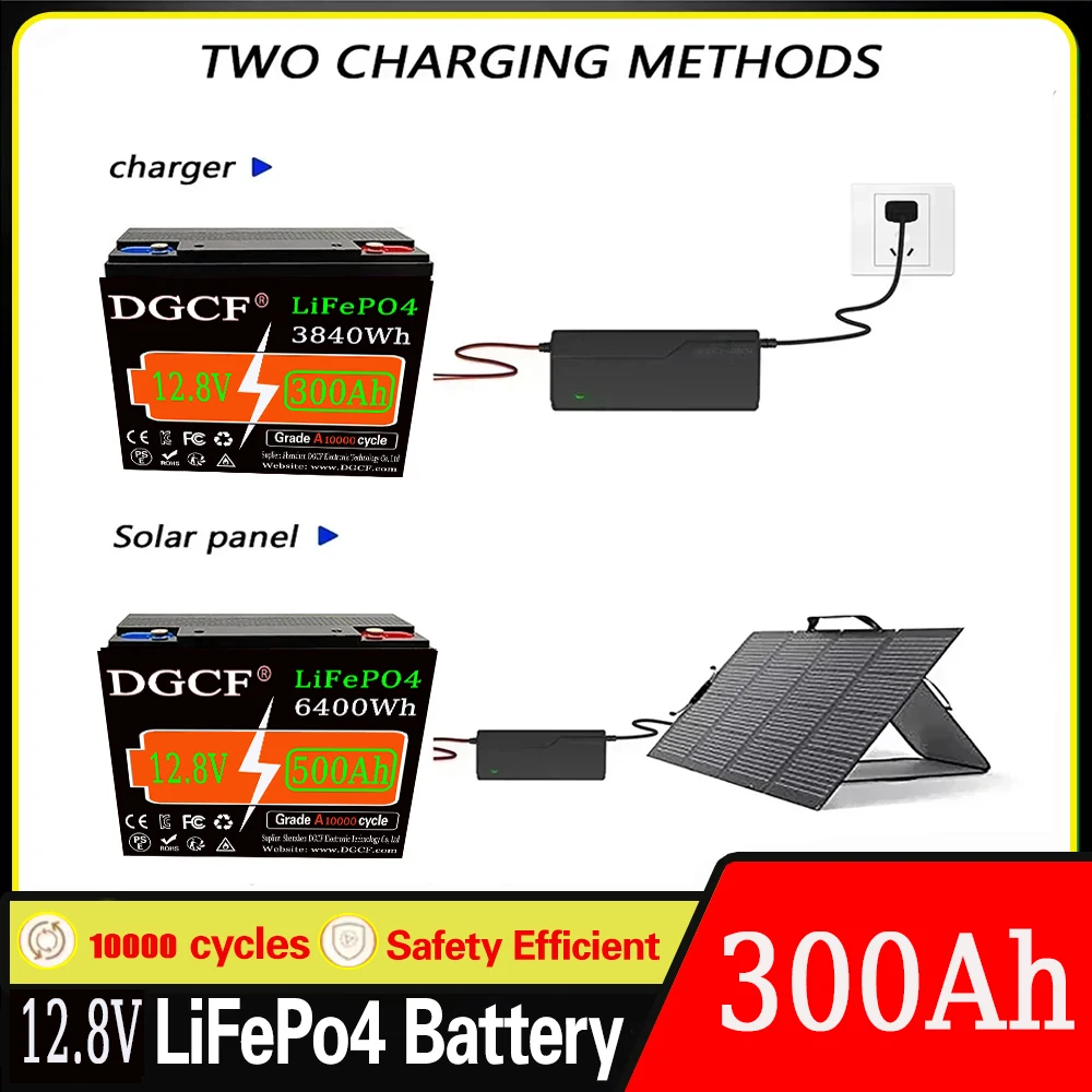 

12.8V 500Ah 6400Wh LiFePO4 Lithium Battery , Built-in 200A BMS, Rechargeable Battery, for RV/Camper, Solar, Marine, Overlan