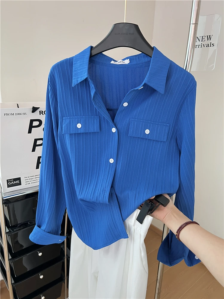 

Korean Y2k Aesthetic Women Striped Blouse Casual Single Breasted Slim Fit Grunge Shirt Harajuku Office Streetwear Blusas Camisas