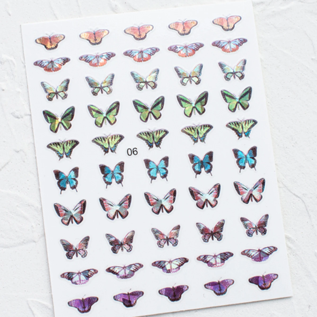 One Sheet Colorful Laser Butterfly Nail Stickers for Manicure Artistic Digital Signature Nail Art Decorations Sliders Nails