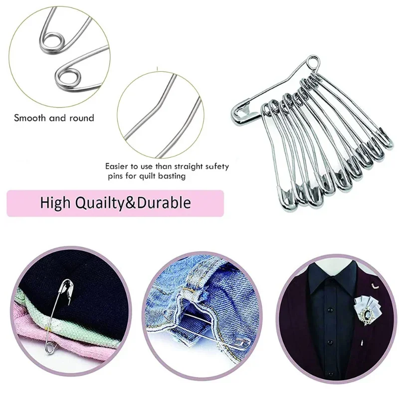 200/500/1000/2000pcs/bag Curved Safety Pins Silver Sewing Pins Quilting Knitting Bending for DIY Blankets Crafts Brooch Making